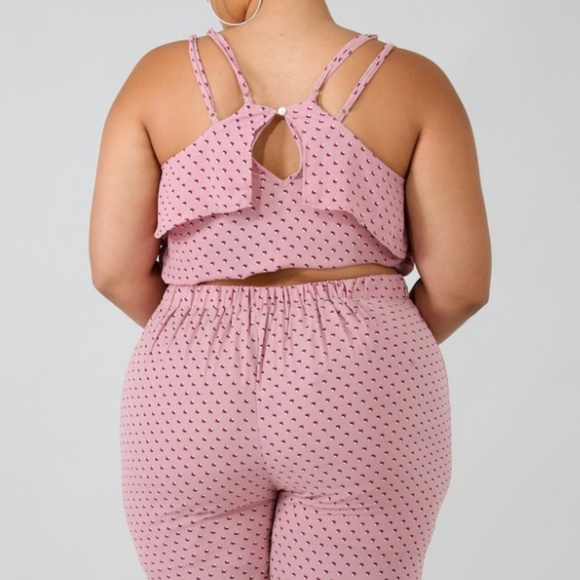 💎Plus Size Flutter Crop Top/Pallazo Pant Set - Picture 3 of 4
